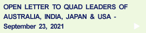 Open Letter to QUAD Leaders - September 23, 2021